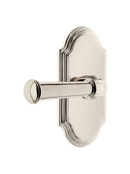 Grandeur Arc Rosette Door Set with Georgetown Levers in Polished Nickel.
